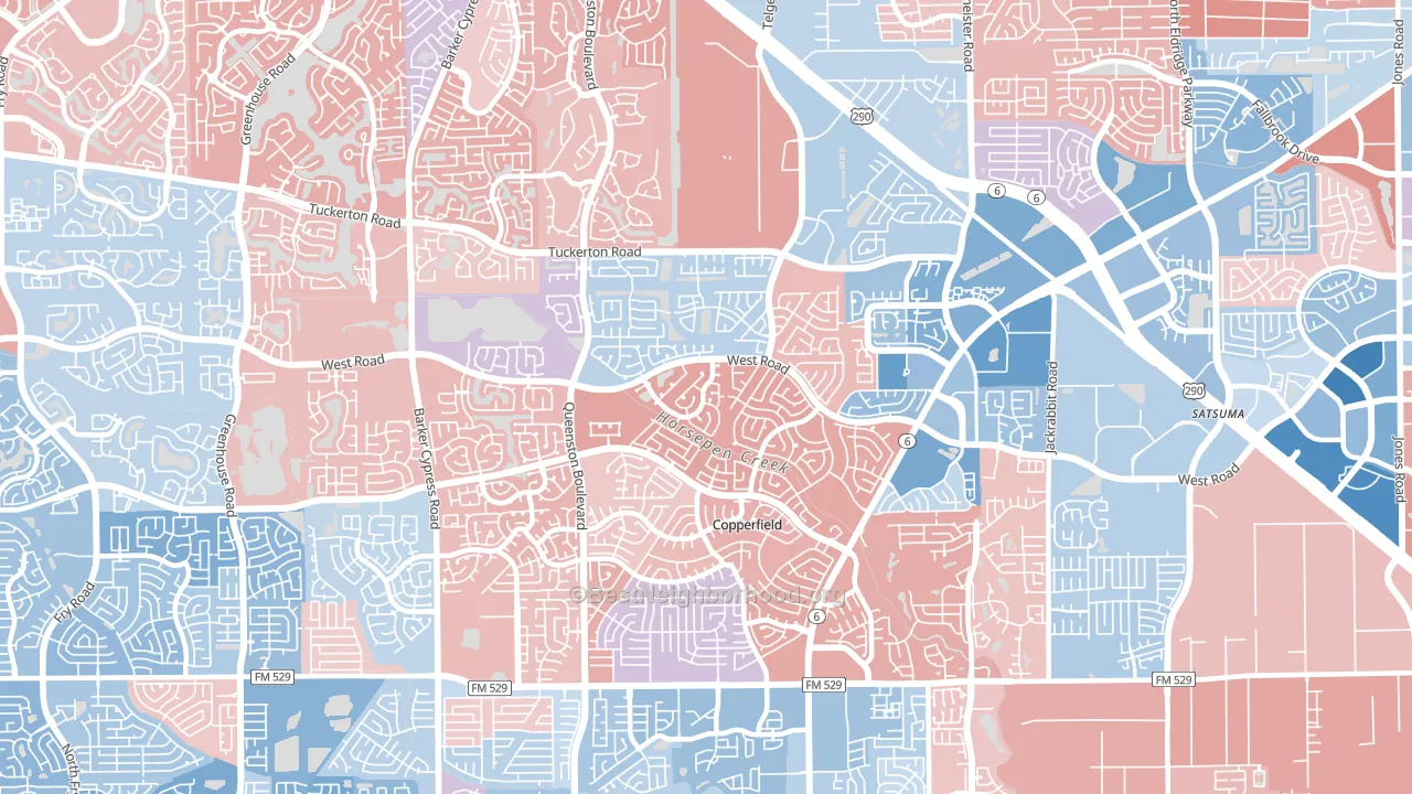 77095, TX block-group political-lean map