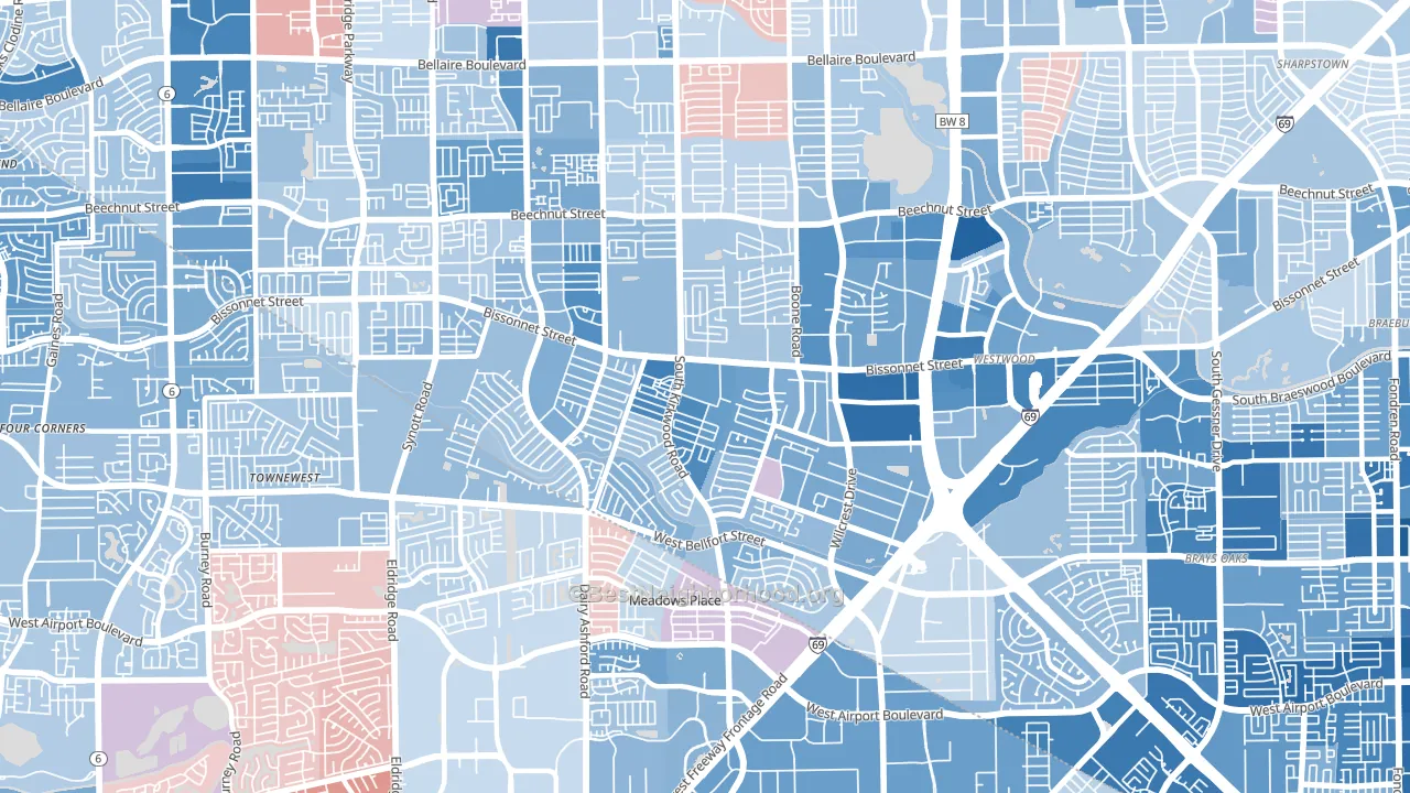 77099, TX block-group political-lean map