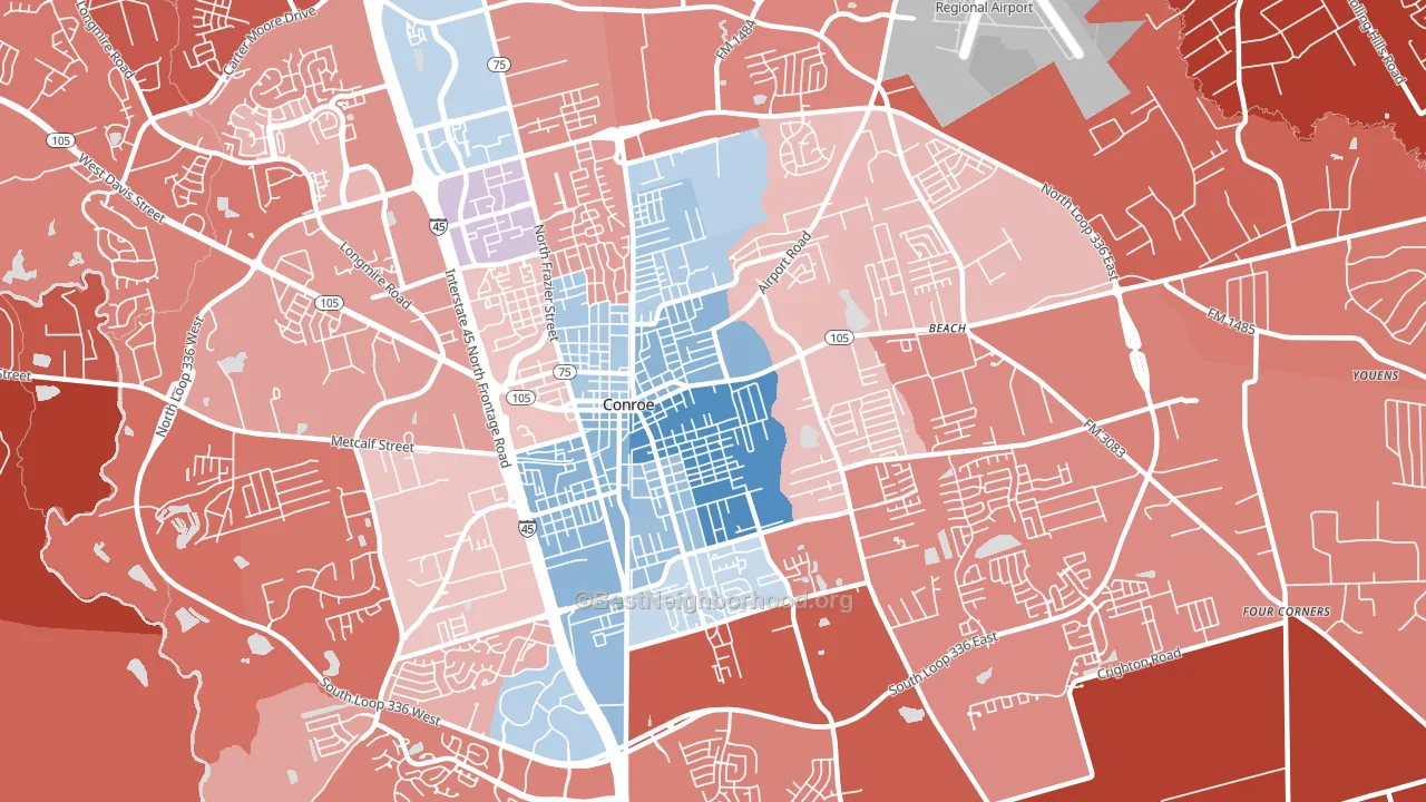 77301, TX block-group political-lean map