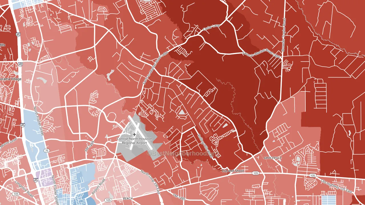 77303, TX block-group political-lean map