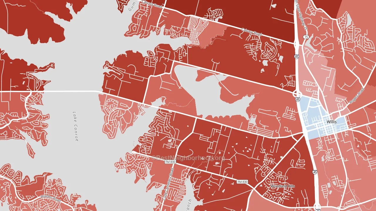 77318, TX block-group political-lean map