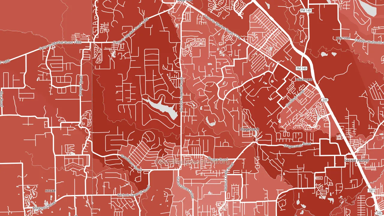 77355, TX block-group political-lean map