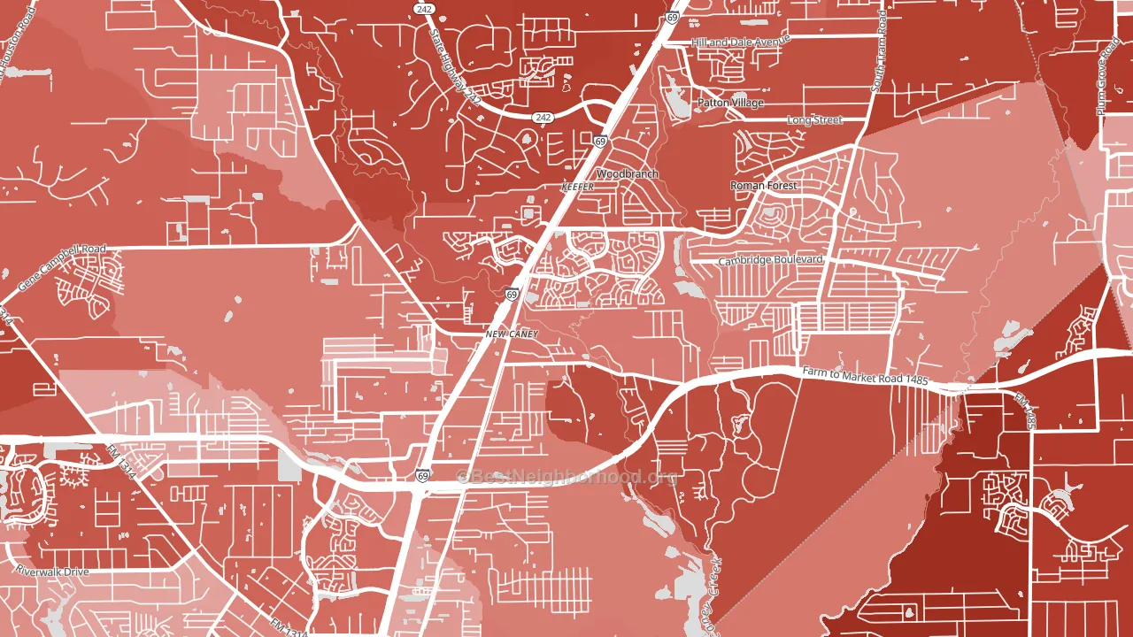 77357, TX block-group political-lean map