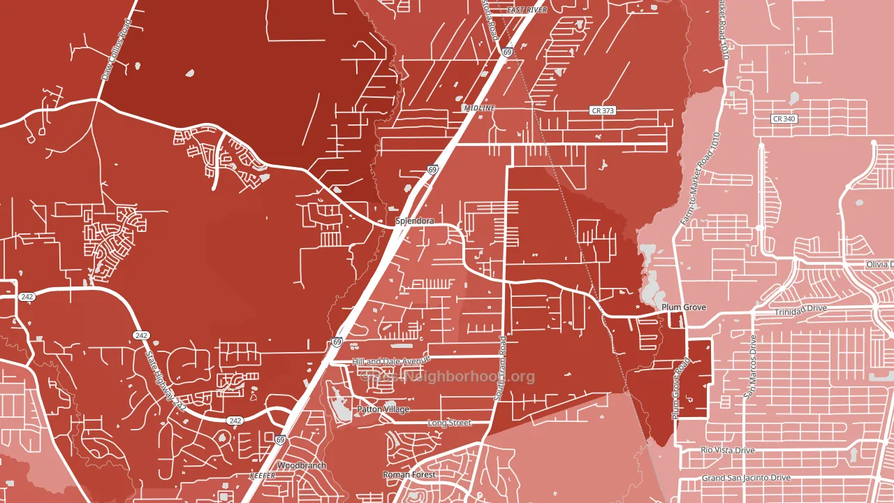 77372, TX block-group political-lean map