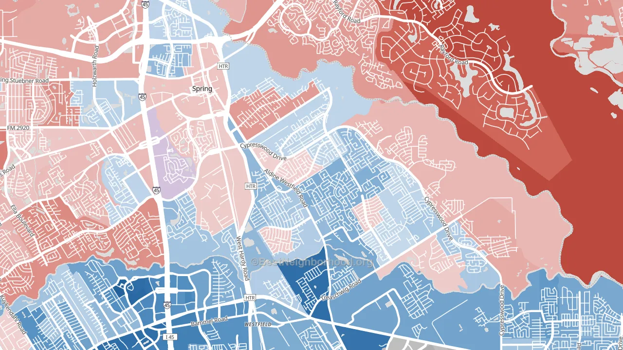 77373, TX block-group political-lean map