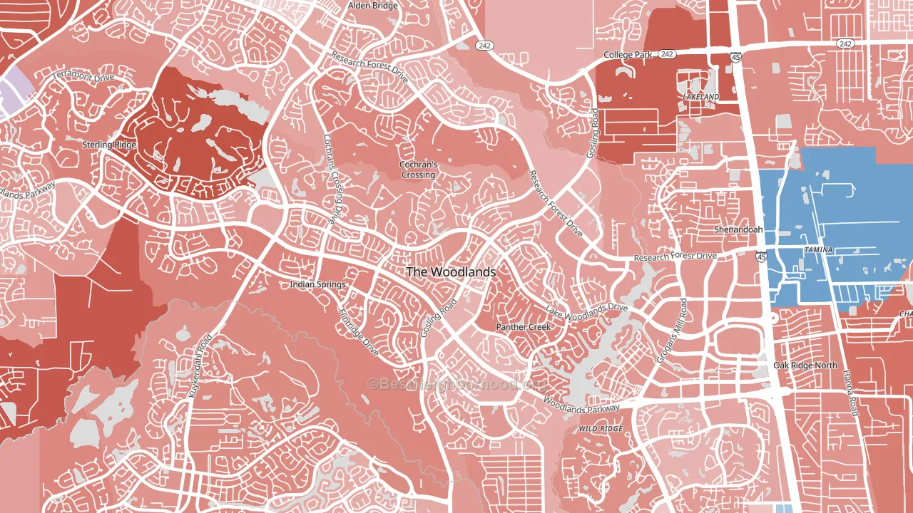 77381, TX block-group political-lean map