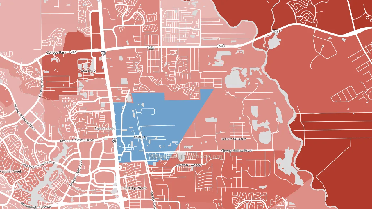77385, TX block-group political-lean map