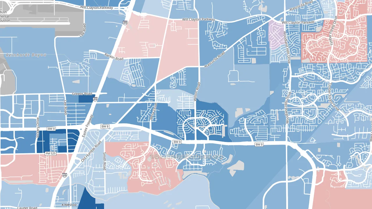 77396, TX block-group political-lean map