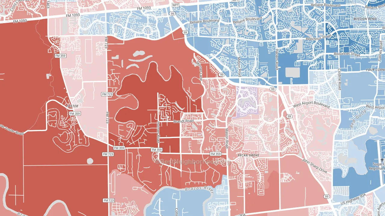 77406, TX block-group political-lean map