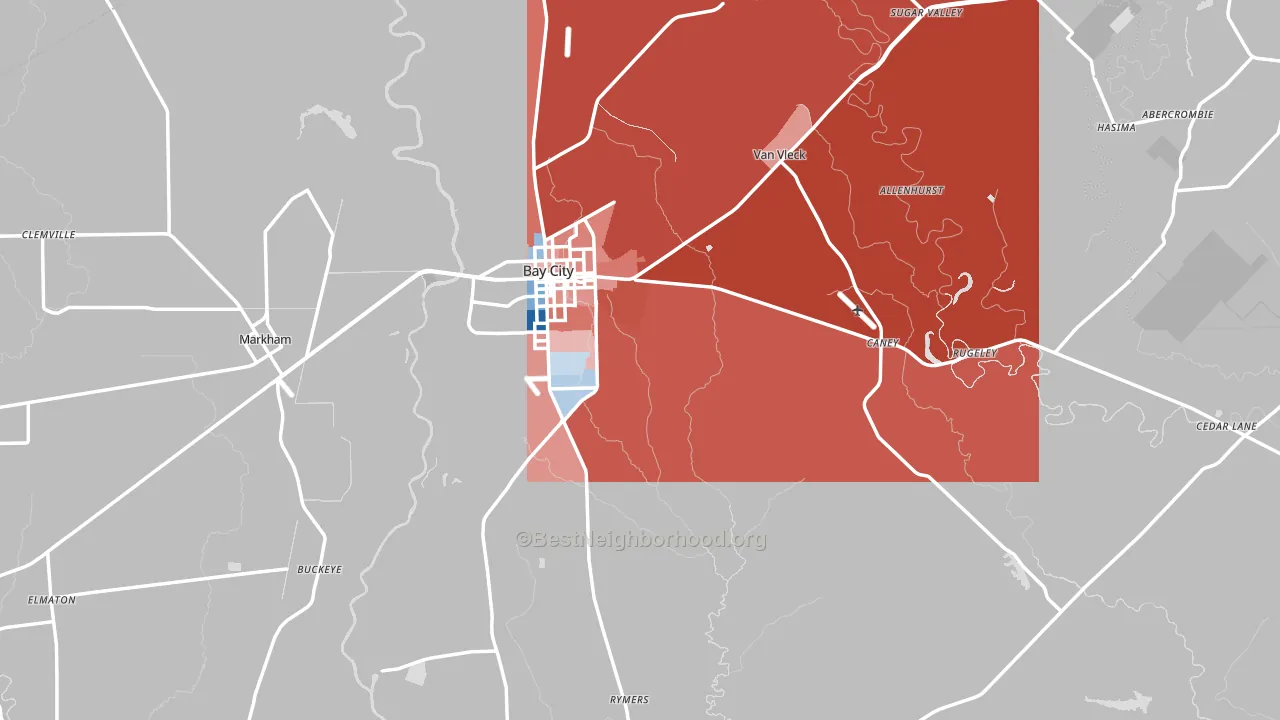 77414, TX block-group political-lean map