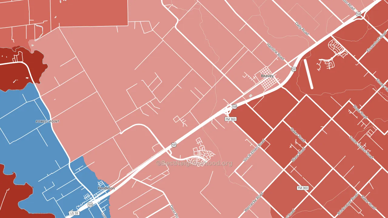 77417, TX block-group political-lean map