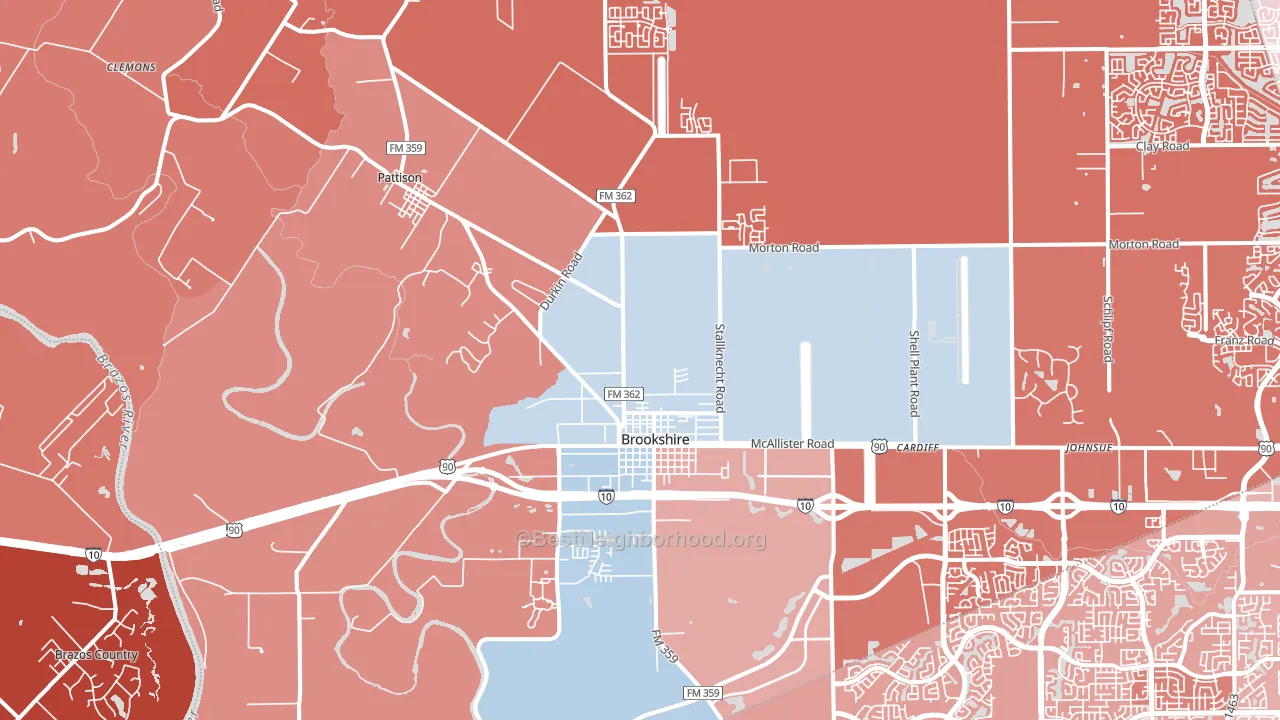 77423, TX block-group political-lean map