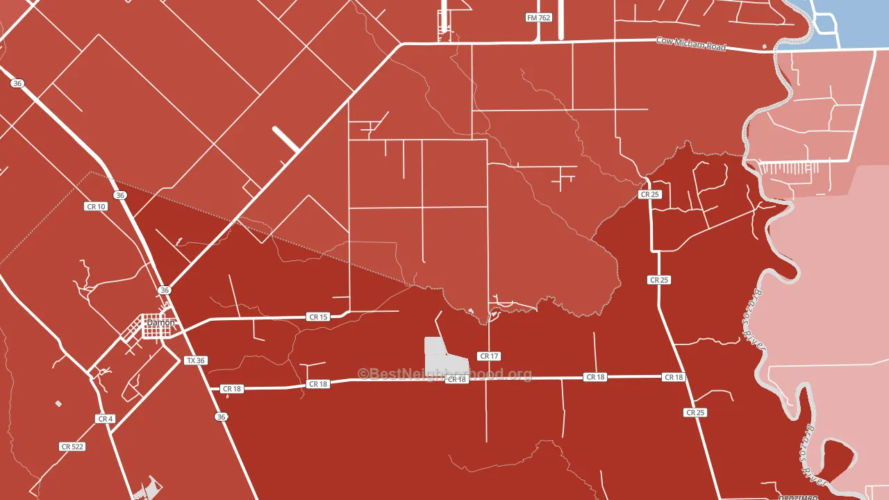 77430, TX block-group political-lean map