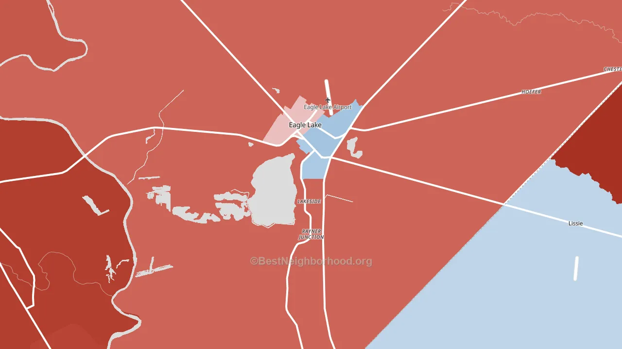 77434, TX block-group political-lean map