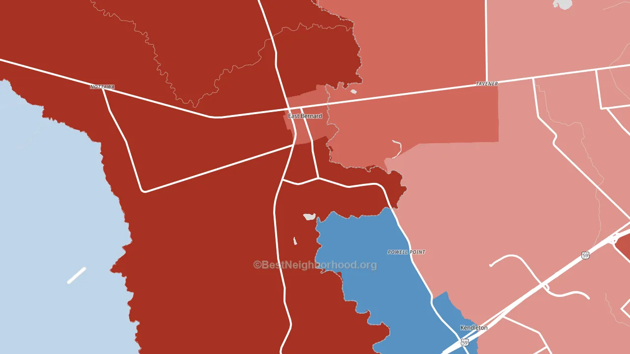 77435, TX block-group political-lean map