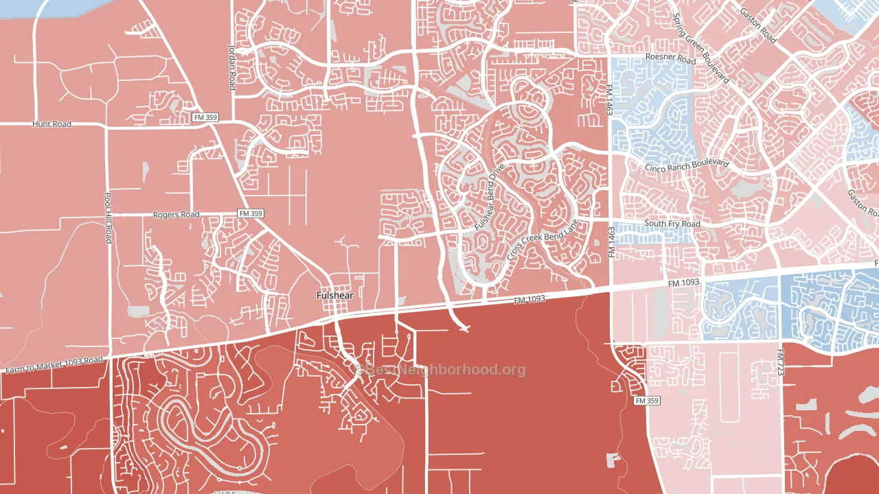 77441, TX block-group political-lean map