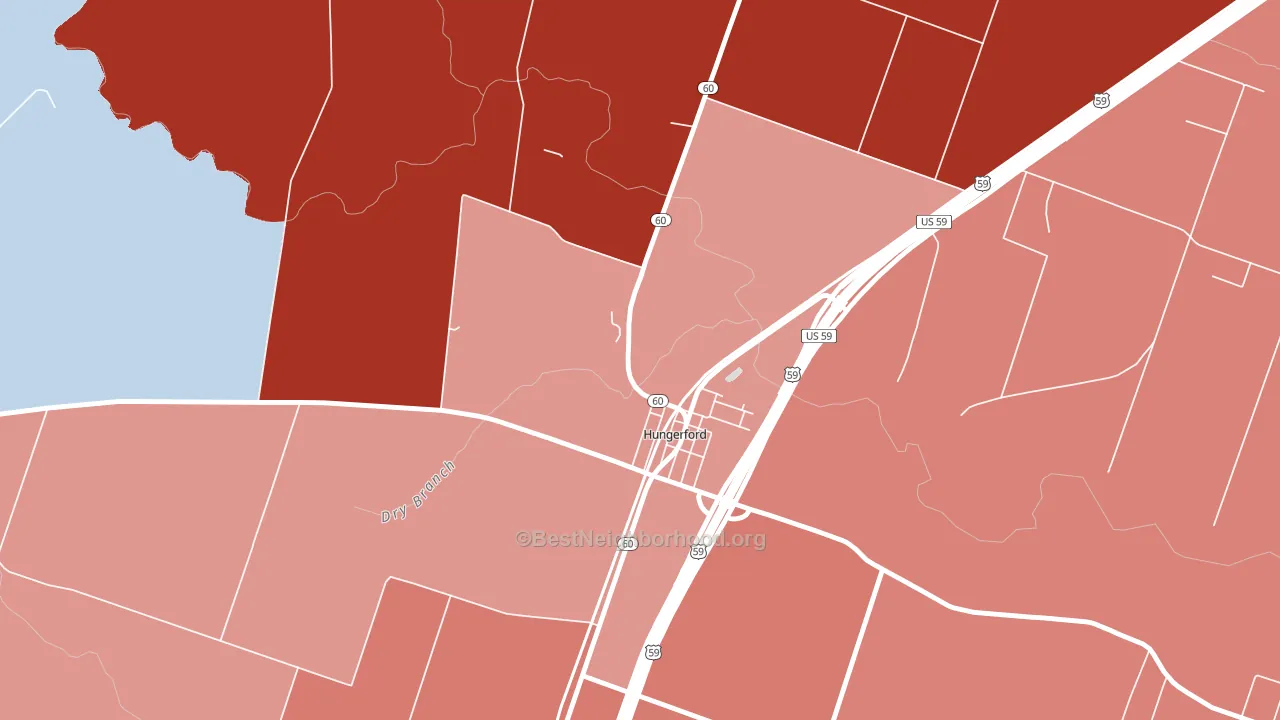 77448, TX block-group political-lean map