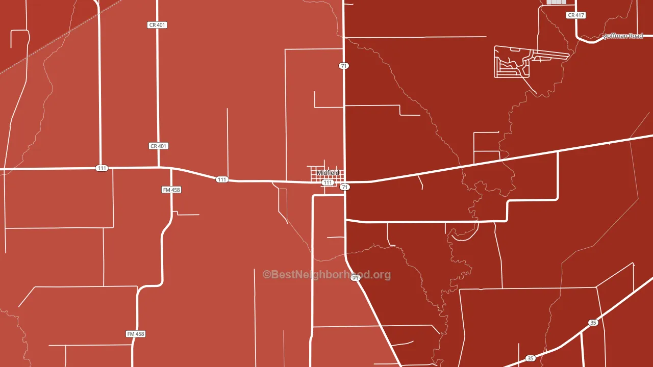 77458, TX block-group political-lean map