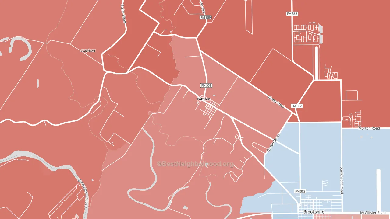 77466, TX block-group political-lean map