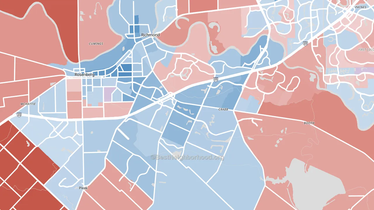 77469, TX block-group political-lean map