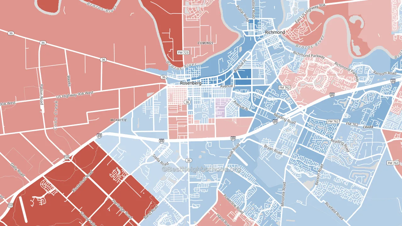77471, TX block-group political-lean map