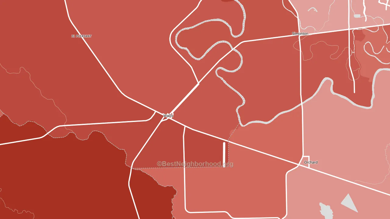 77485, TX block-group political-lean map