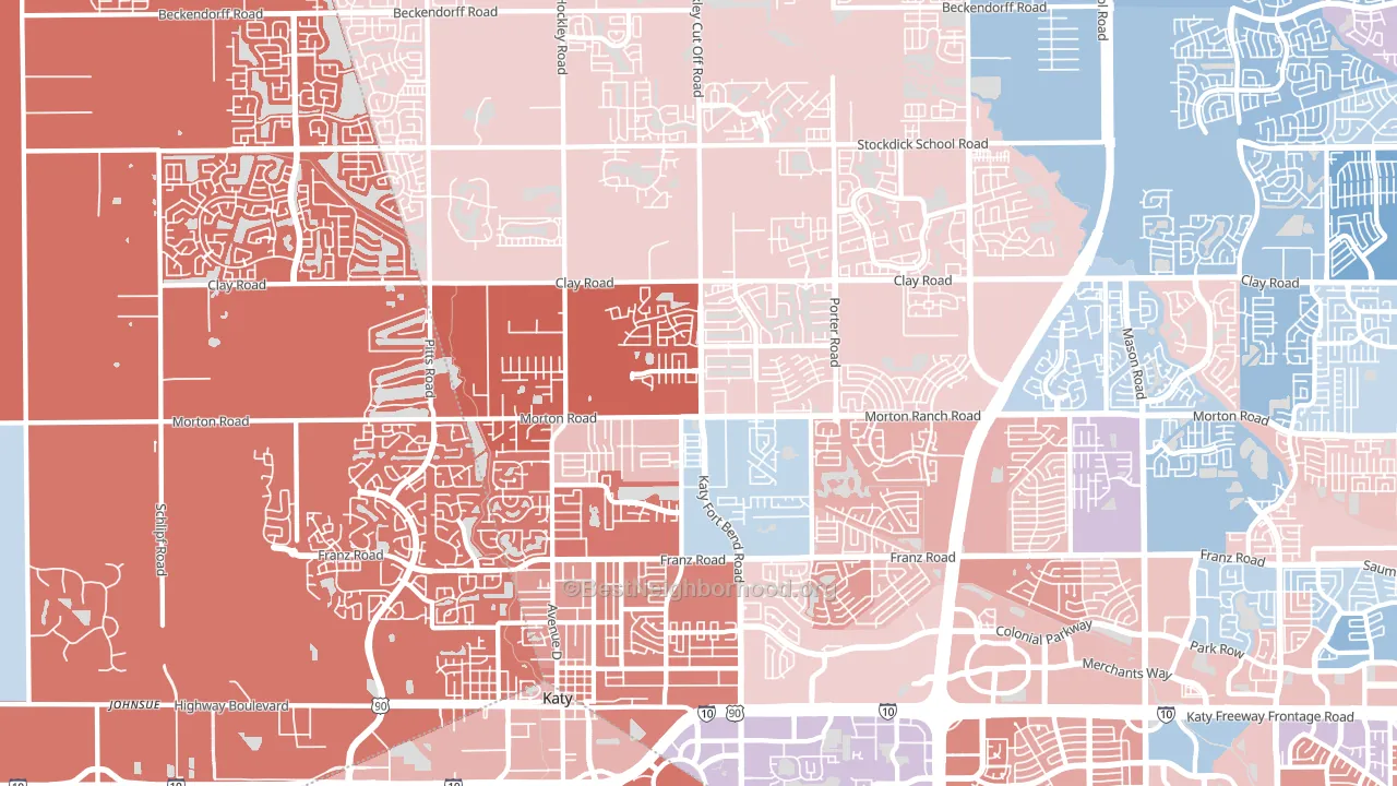 77493, TX block-group political-lean map