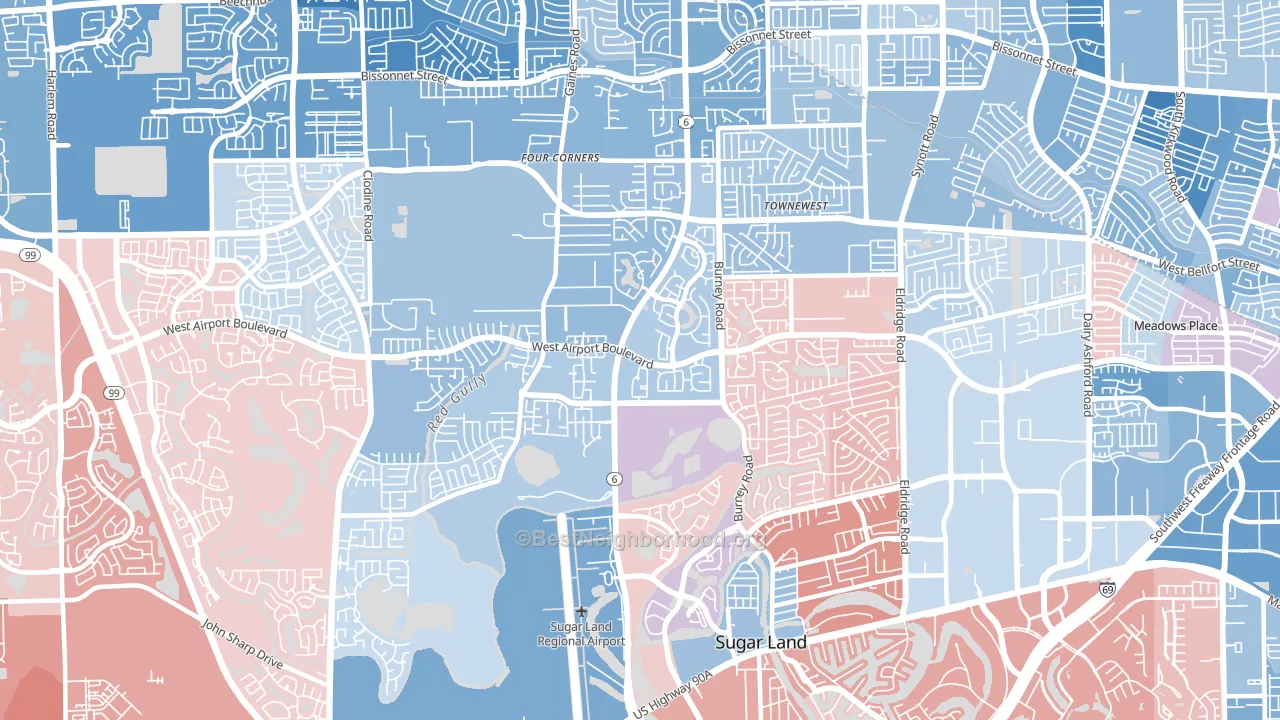 77498, TX block-group political-lean map