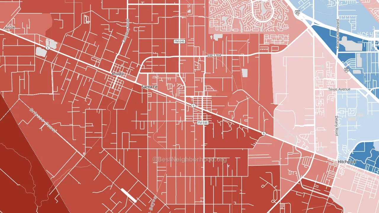 77510, TX block-group political-lean map
