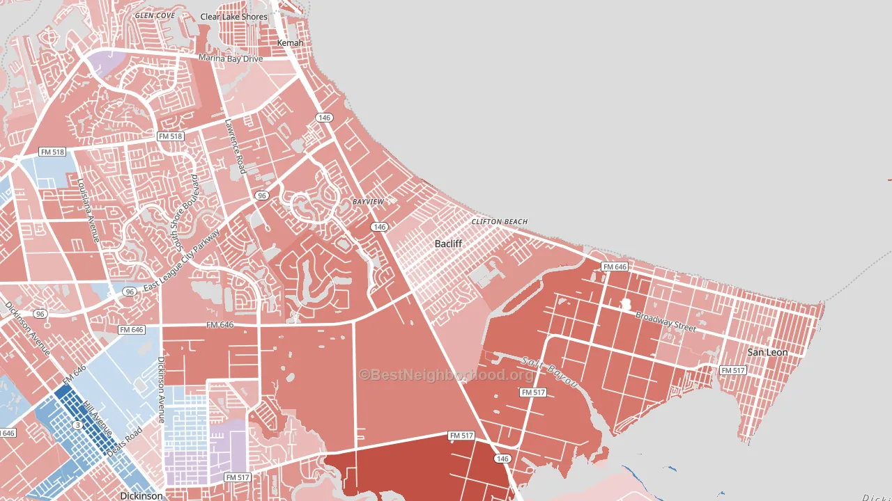 77518, TX block-group political-lean map