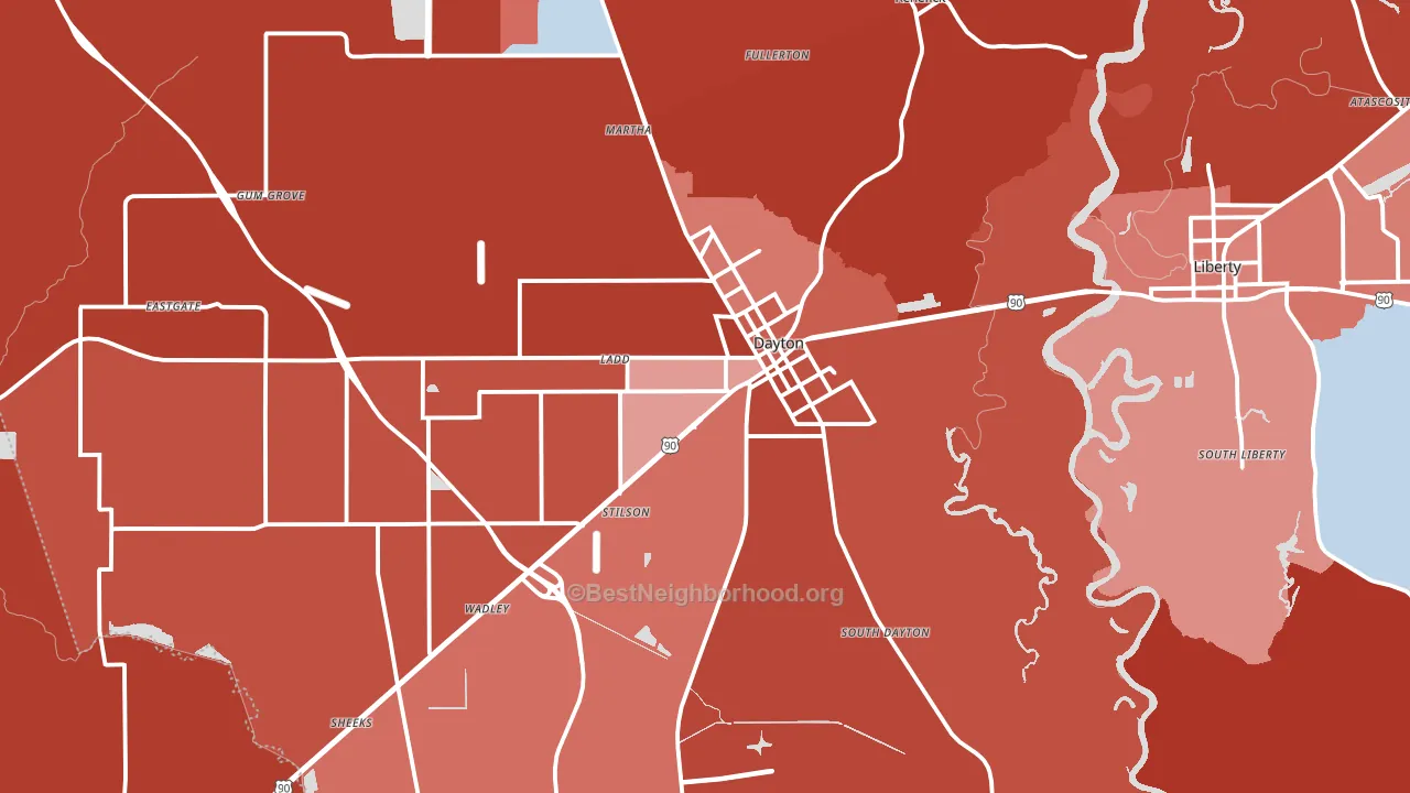 77535, TX block-group political-lean map