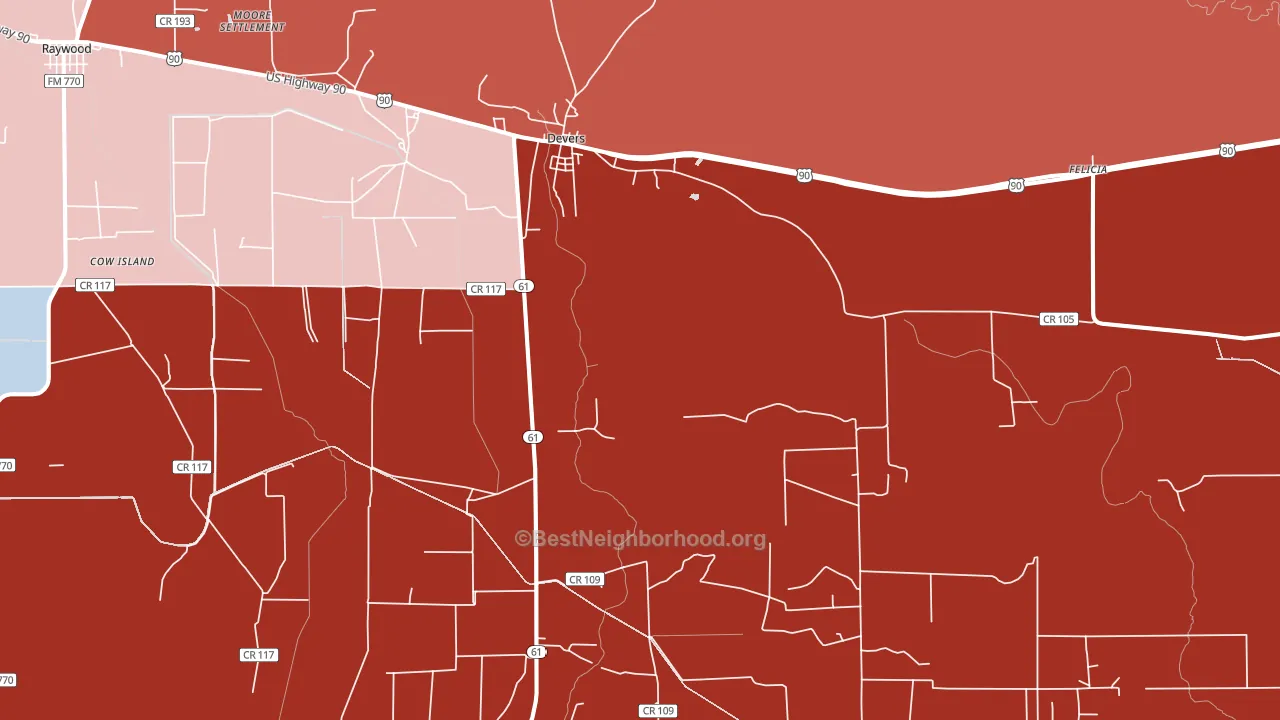 77538, TX block-group political-lean map