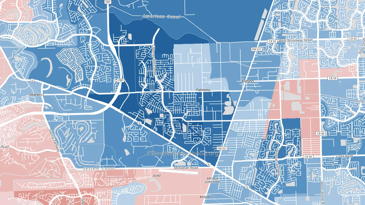 77545, TX block-group political-lean map