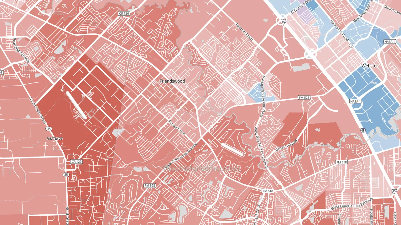 77546, TX block-group political-lean map