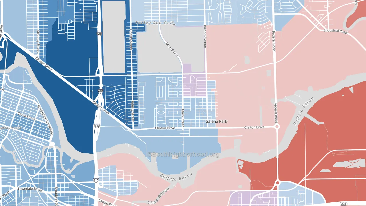 77547, TX block-group political-lean map