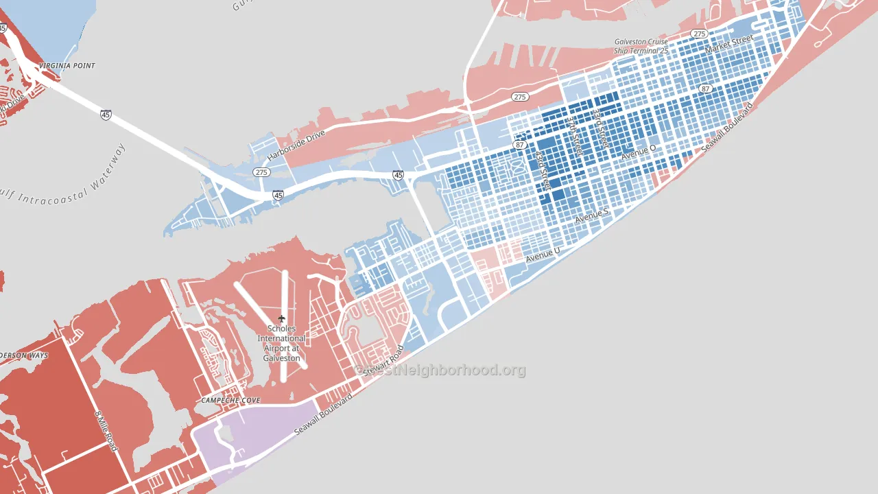 77551, TX block-group political-lean map