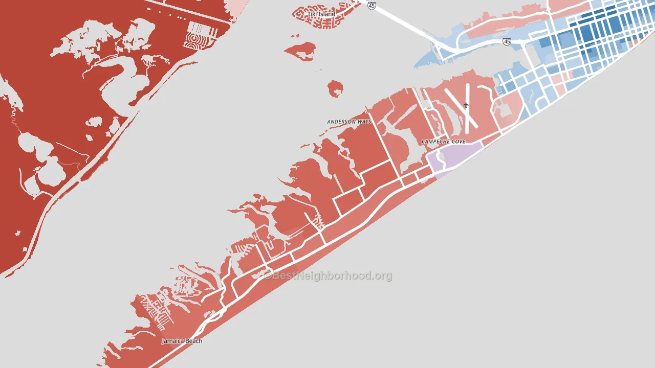 77554, TX block-group political-lean map