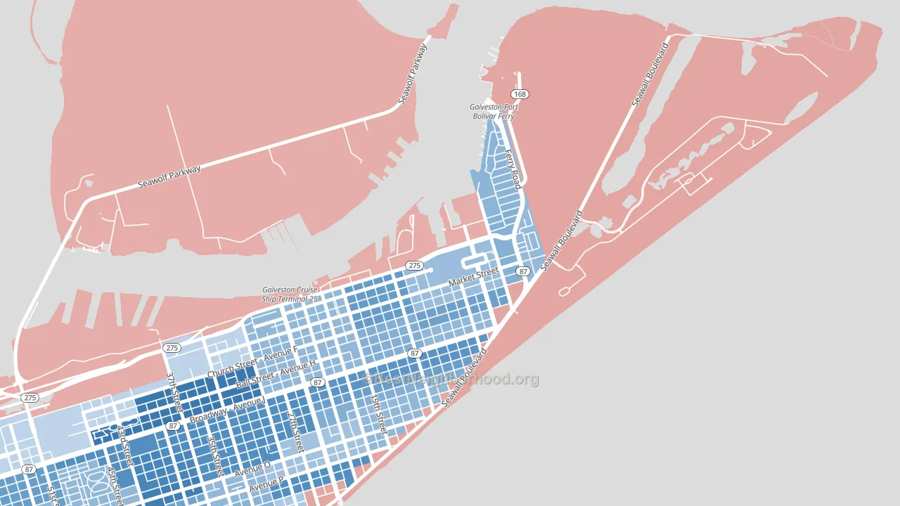 77555, TX block-group political-lean map