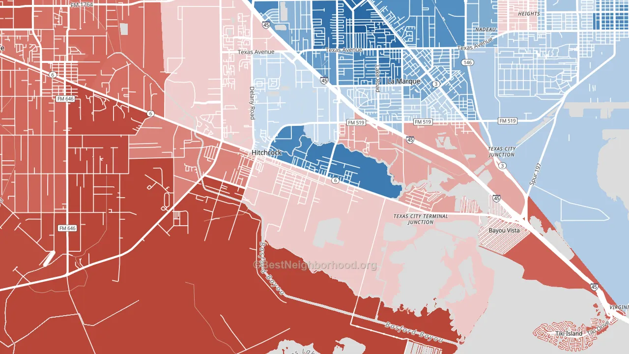 77563, TX block-group political-lean map