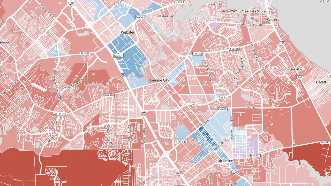 77573, TX block-group political-lean map