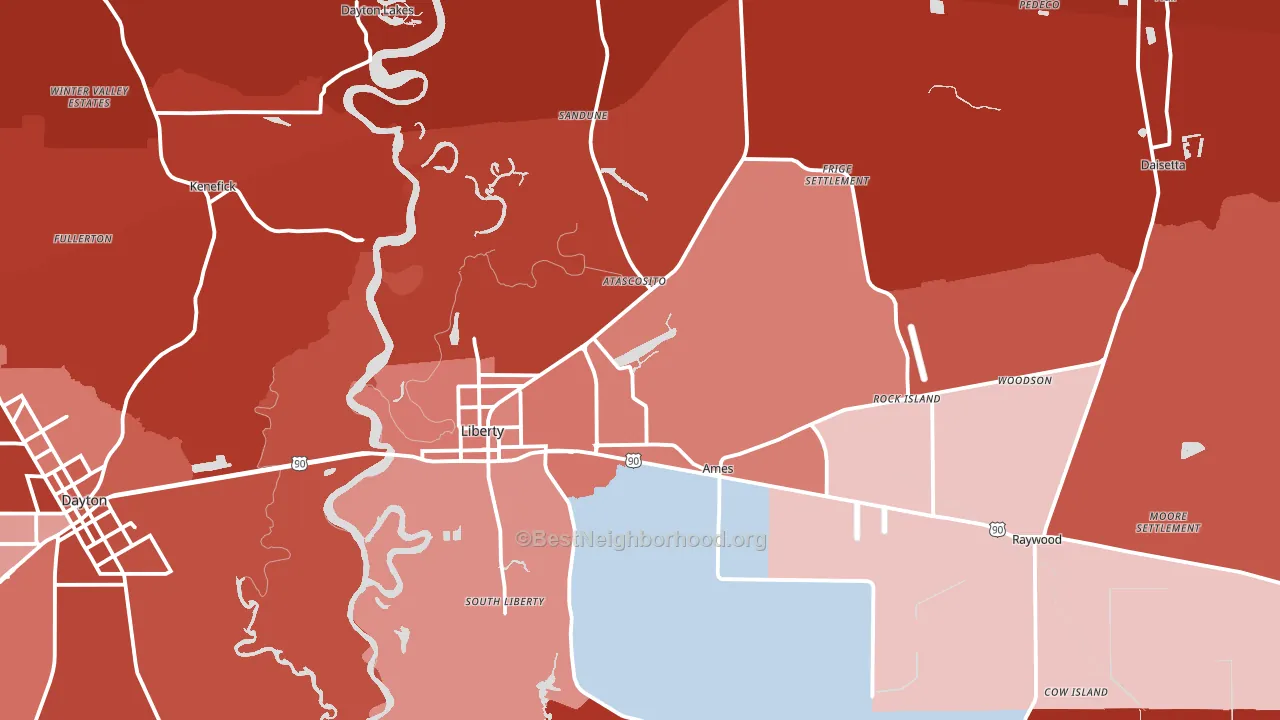77575, TX block-group political-lean map