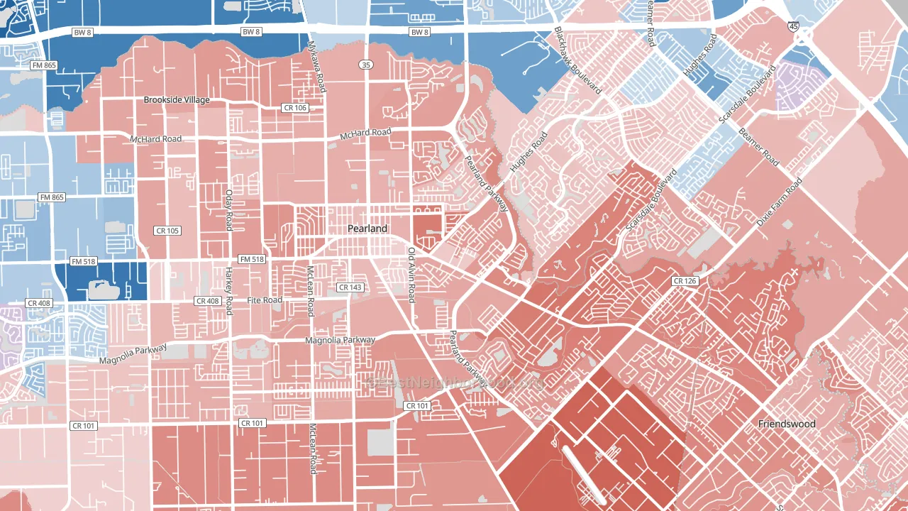 77581, TX block-group political-lean map