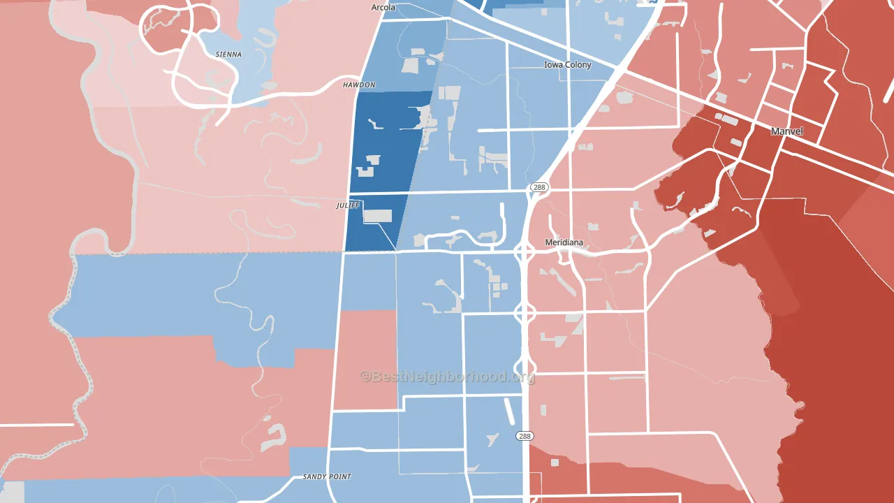 77583, TX block-group political-lean map