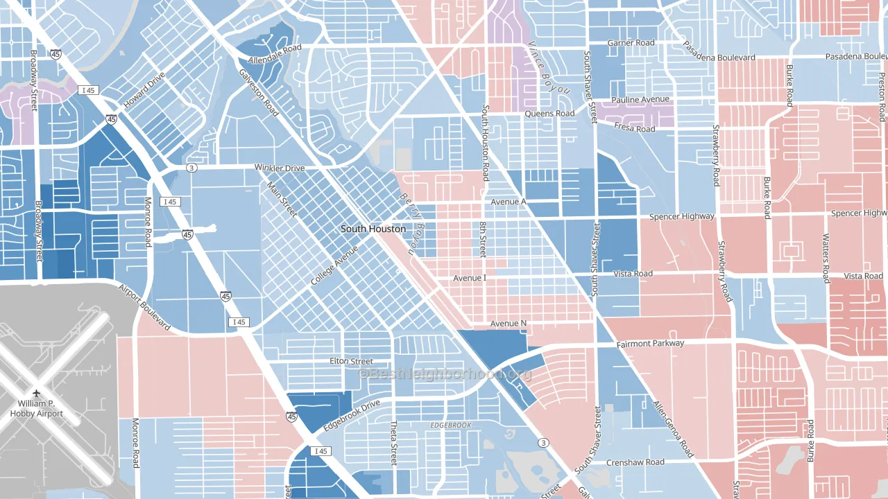 77587, TX block-group political-lean map
