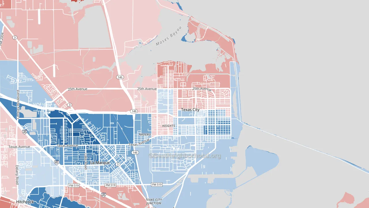 77590, TX block-group political-lean map