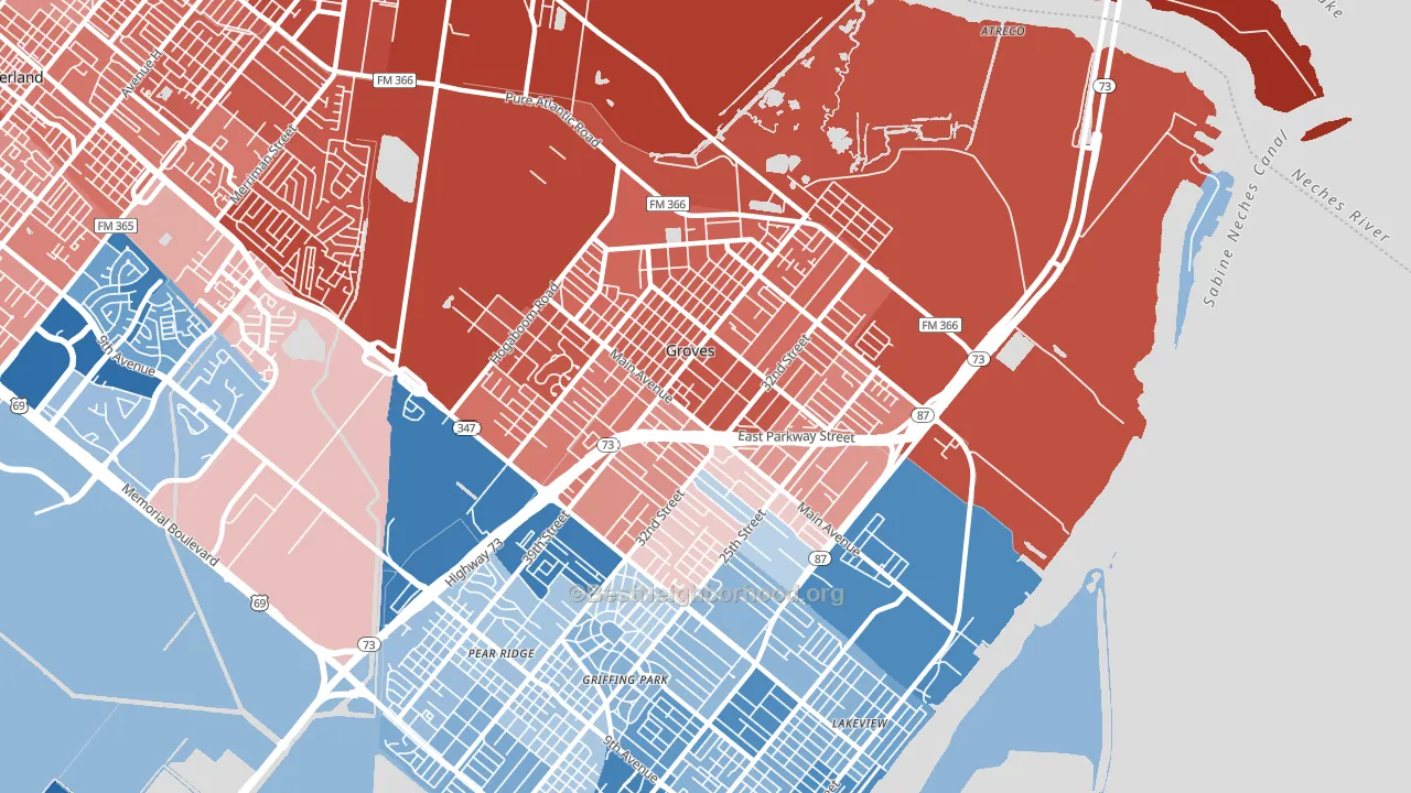 77619, TX block-group political-lean map