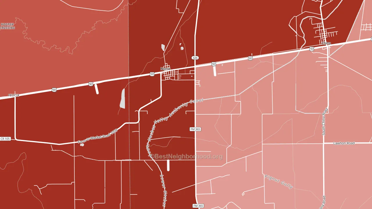 77629, TX block-group political-lean map