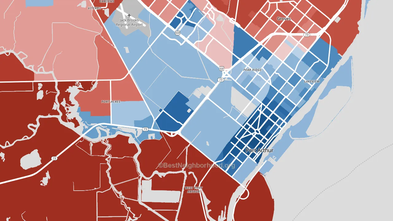 77640, TX block-group political-lean map