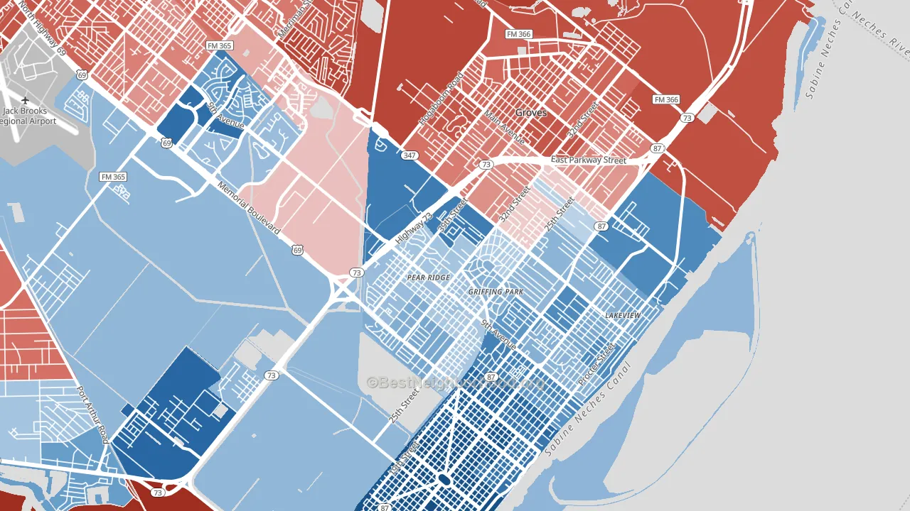 77642, TX block-group political-lean map