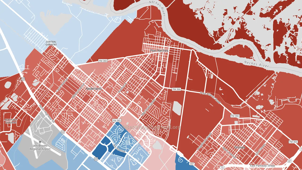 77651, TX block-group political-lean map